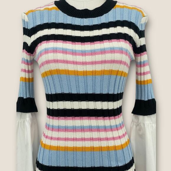 Endless Rose Bell Sleeve Striped Midi Sweater Dress Small - Picture 10 of 14